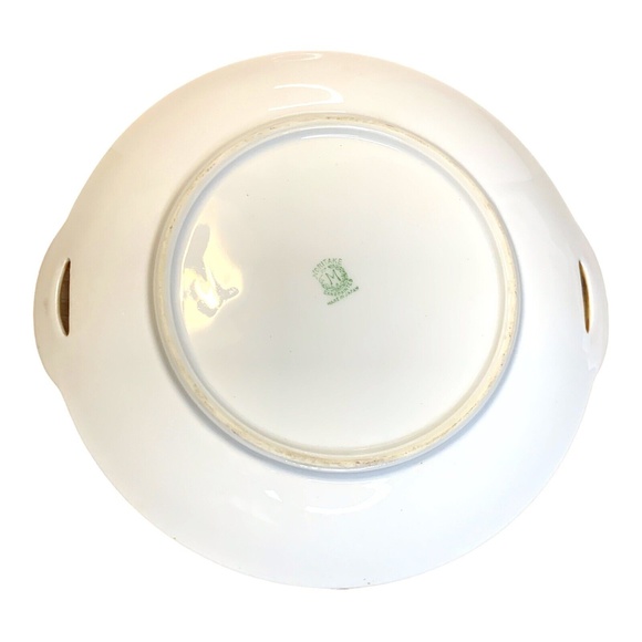 Noritake Hand Painted Plate Signed Morimura 2 Handled Yellow Pink Blossom VTG - Picture 6 of 11